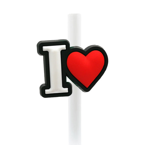 Straw Mouthpiece Silicone Dust Plug Decorative Buckle Clip Personalized Letter Label for Tumblers